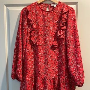Topshop red long sleeve dress